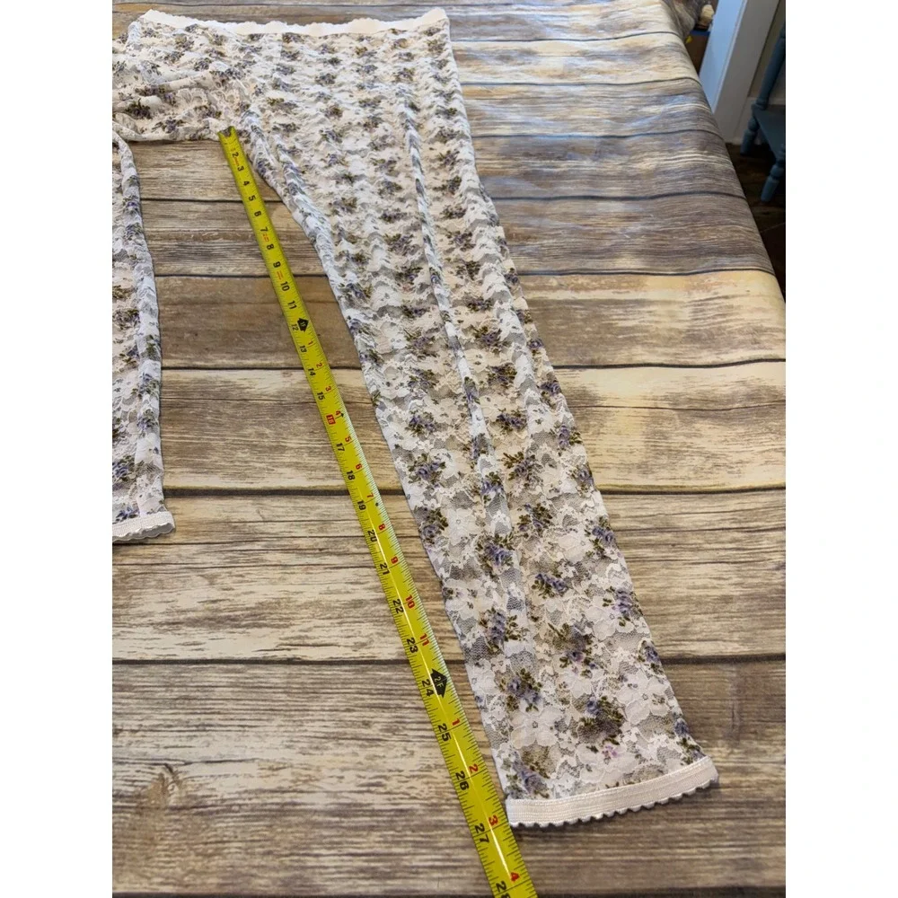 Nordstrom Womens‎ LargeFloral Lace Leggings White Sheer Footless Fairy Coquette